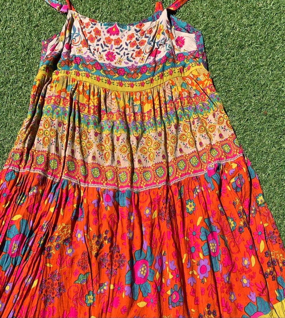 Natural Life Patricia Patchwork Floral BOHO maxi DRESS sz M - Picture 8 of 9